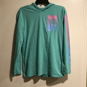 Lightweight turquoise hooded shirts